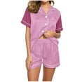 thumbnail image 1 of Diufon 2 Piece Soft Pajama Set for Women Casual Loose V Neck Short Sleeve Shirt and Shorts Sleepwear Outfit, 1 of 5