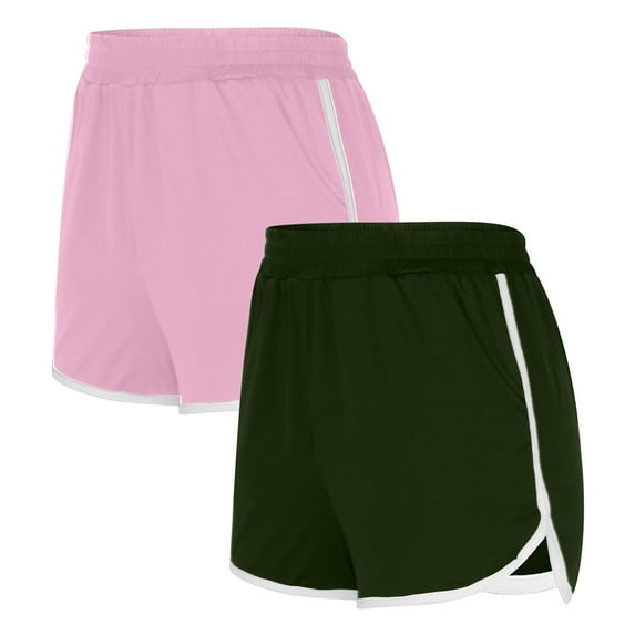 Diufon 2PCS Shorts for Women Summer Color Block Athletic Shorts Elastic High Waist Sweatshorts