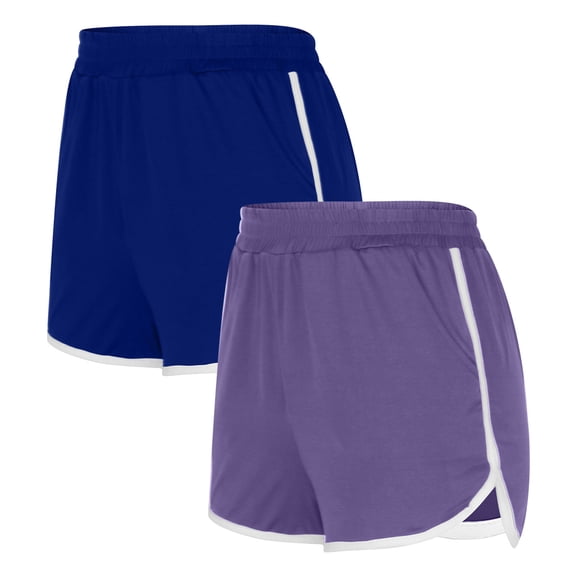 Diufon 2PCS Womens Sweatshorts Casual Color Block Yoga Shorts Elastic Waist Athletic Shorts