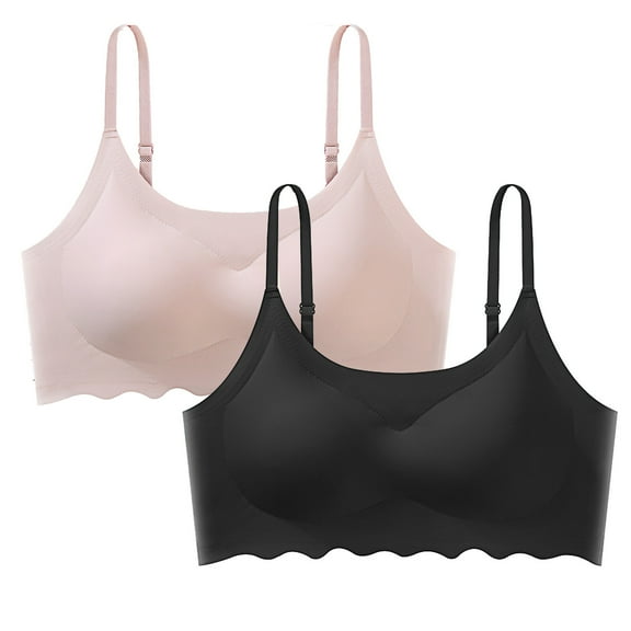 Diufon 2pc Bras for Women Solid Color Full Coverage Breathable Bras No Underwire Seamless Bras