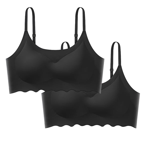Diufon 2pc Bras for Women Solid Color Full Coverage Breathable Bras No Underwire Seamless Bras