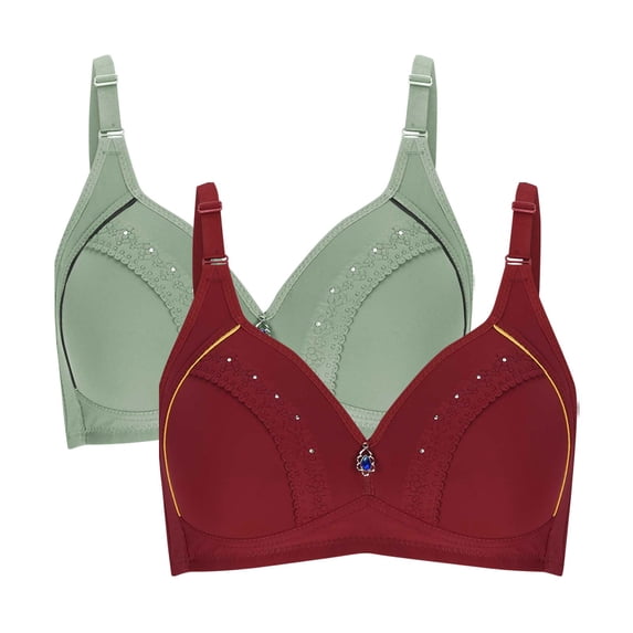 Diufon 2pc Full Coverage Bras for Women Solid Color Breathable Bras No Underwire Supportive Bras