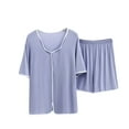 thumbnail image 1 of Diufon 2pc Womens Loungewear Sets V Neck Short Sleeve Tees Elastic Waist Shorts Pajama Sets, 1 of 3