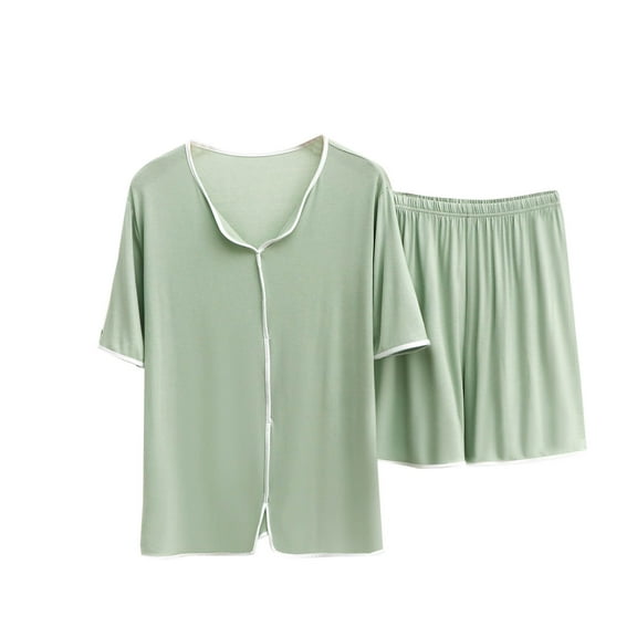 Diufon 2pc Womens Loungewear Sets V Neck Short Sleeve Tees Elastic Waist Shorts Pajama Sets