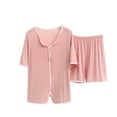 thumbnail image 1 of Diufon 2pc Womens Loungewear Sets V Neck Short Sleeve Tees Elastic Waist Shorts Pajama Sets, 1 of 3