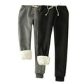 thumbnail image 1 of Diufon 2pc Womens Padded Sweatpants Solid Color Plus Size Pants Elastic Waist Drawstring Pants, 1 of 1