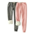 thumbnail image 1 of Diufon 2pc Womens Padded Sweatpants Solid Color Plus Size Pants Elastic Waist Drawstring Pants, 1 of 6