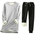 thumbnail image 1 of Diufon 2pc Womens Warm Outfits Long Sleeve Sweatshirts Elastic Waist Drawstring Pants Padded Sets, 1 of 2
