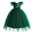thumbnail image 1 of Diufon 3-12years Kids Girls Puffy Dress Lace Mesh Bowknot Birthday Princess Dresses Child Girl Romper Skirt (8-9 Years, Green), 1 of 7