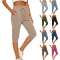 thumbnail image 1 of Diufon Pull On Capris for Women High Waist Drawstring Golf Yoga Cropped Pant Running Jogger Capri Pants with Pockets, 1 of 8