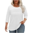 thumbnail image 1 of Diufon 3/4 Length Sleeve Womens Tops Dressy Casual Crewneck Tunic Tops Spring Fall Pleated Soft Blouse, 1 of 8