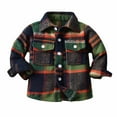 thumbnail image 1 of Diufon 3 Months-10years Unisex Boys&girls Plaid Shirt Jacket Long Sleeve Lapel Jacket Spring Casual Outwear (12-18 Months, Green), 1 of 9