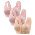 thumbnail image 1 of Diufon 3 Pack Wide Strap Bra for Women Everyday Front Closure Wireless Full Coverage Bras Soft Breathable Bra, 1 of 2