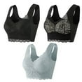 thumbnail image 1 of Diufon 3 Pack Wide Strap Lace Bra for Women Comfortable Plus Size Full Coverage Deep V Neck Bra Support Push Up Bralettes, 1 of 5