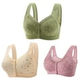 thumbnail image 1 of Diufon 3 Pack Wireless Comfortable Bra for Women Everyday Front Closure Full Coverage Printed V Neck Bras, 1 of 6