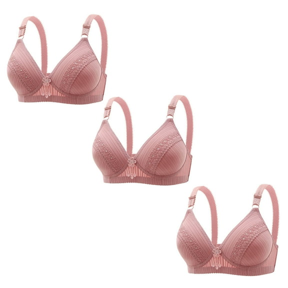 Diufon 3 Pack Wireless Comfortable Bra for Women Everyday Seamless V Neck Bras Ladies Support Push Up Bralettes