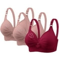 thumbnail image 1 of Diufon 3PCS Bras for Women Full Coverage Adjustment Strap Bras No Underwire Solid Color Push up Bras, 1 of 7