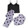 thumbnail image 1 of Diufon 3PCS Womens Pajamas V Neck Sleeveless Tops Polka Dot Elastic Waist Bow Shorts Pants Sets, 1 of 3