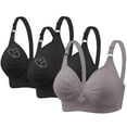 thumbnail image 1 of Diufon 3pc Bras for Women Heart Printed Full Coverage Breathable Bras No Underwire Adjustment Strap Bras, 1 of 7