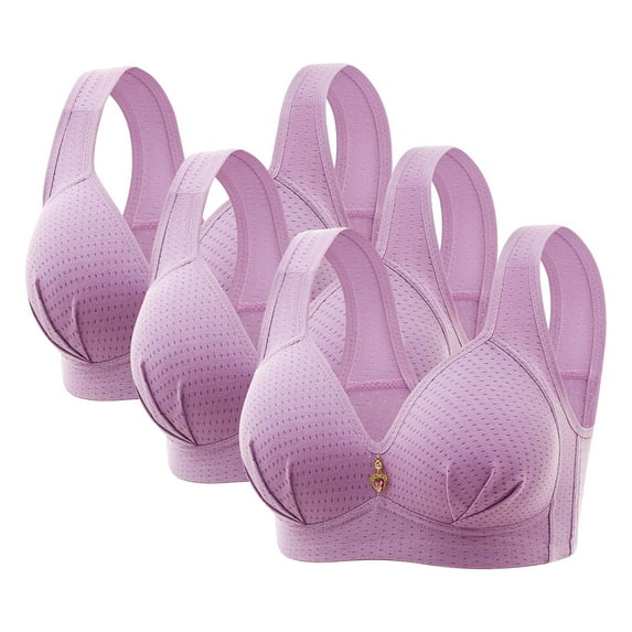 Diufon 3pc Push up Bras for Women Full Coverage Comfortable Bras Solid Color Underwireless Bras