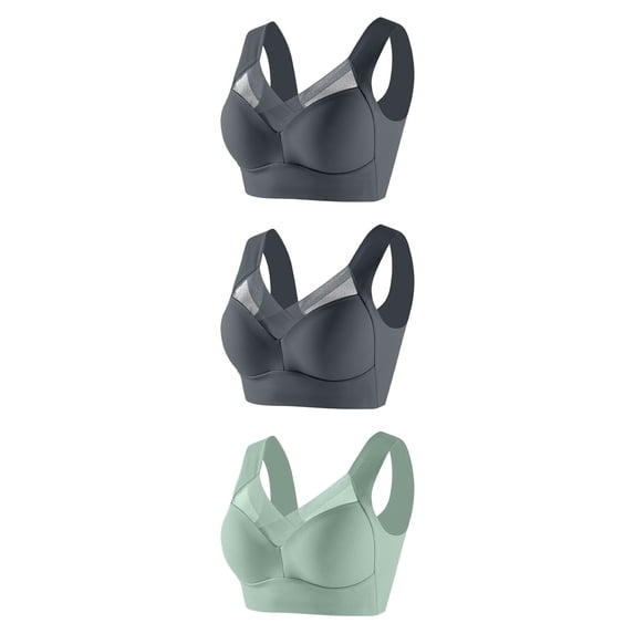 Diufon 3pc Sports Bras for Women Solid Color Comfortable Strap Bras Push up Support Wireless Bras