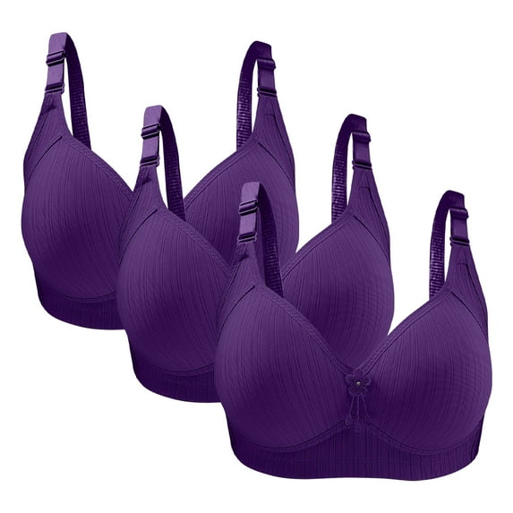 Diufon 3pc Underwireless Bras for Women Solid Color Soft Bras Full Coverage Push up Comfy Bras