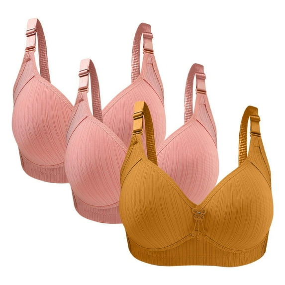 Diufon 3pc Underwireless Bras for Women Solid Color Soft Bras Full Coverage Push up Comfy Bras