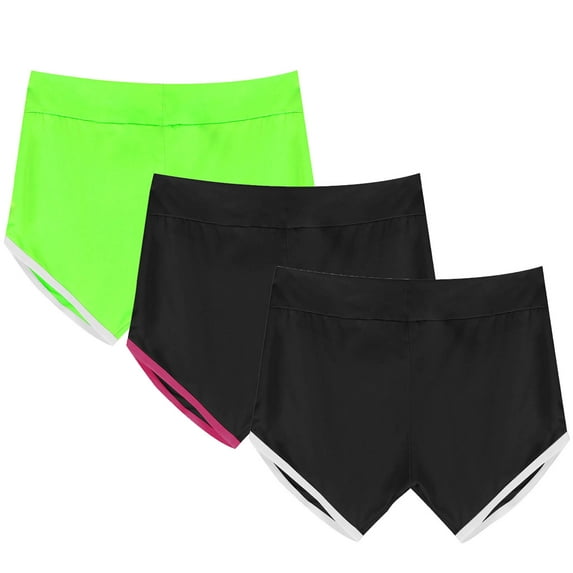 Diufon 3pc Womens Athletic Shorts High Waist Sports Shorts Summer Casual Color Block Yoga Shorts