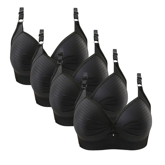 Diufon 4 Pack Wireless Comfortable Bra for Women Everyday Full Coverage V Neck Bras Ladies Support Push Up Bralettes