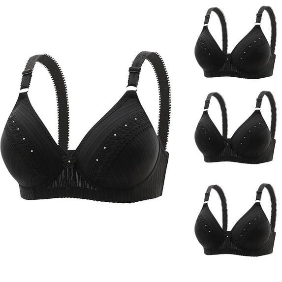 Diufon 4 Pack Wireless Comfortable Bra for Women Everyday Seamless V Neck Bras Ladies Support Push Up Bralettes