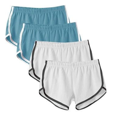 Diufon 4PCS Womens Sports Shorts Summer Color Block Yoga Shorts Elastic Waist Plus Size Shorts