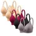 thumbnail image 1 of Diufon 5 Pack Seamless Comfortable Bra for Women Everyday Wireless V Neck Bras Ladies Support Push Up Bra, 1 of 6
