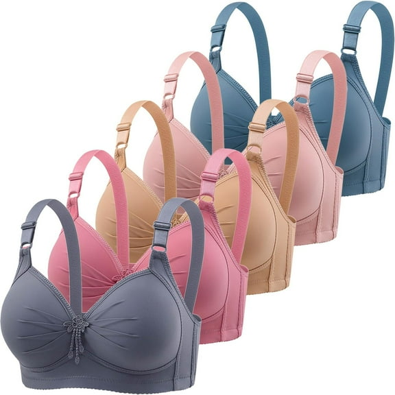 Diufon 5 Pack Women's Comfortable Bras Everyday Wireless Full Coverage Wide Strap Bras Seamless Breathable Bra
