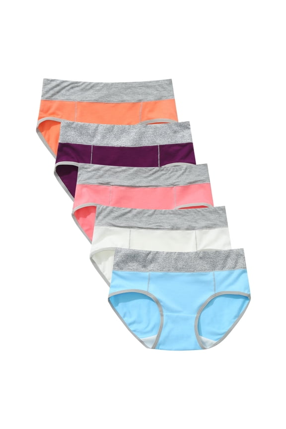 5 Pack Women's Cotton High Waisted Underwear Plus Size Stretch Full Coverage Panties Soft Breathable Briefs