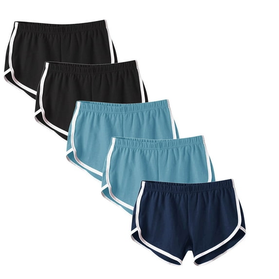 Diufon 5PCS Womens Plus Size Shorts Color Block Jogger Shorts Elastic Waist Athletic Shorts