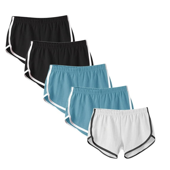 Diufon 5PCS Womens Plus Size Shorts Color Block Jogger Shorts Elastic Waist Athletic Shorts