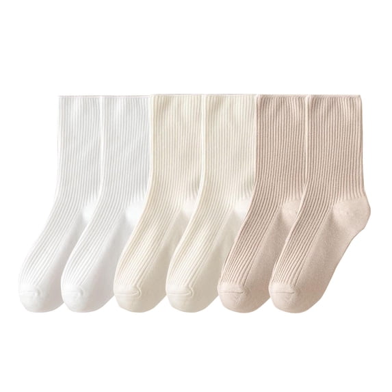Diufon 6 Pack Womens Socks Ribbed Stretch Basic Socks Everyday Solid Color Casual Athletic Socks