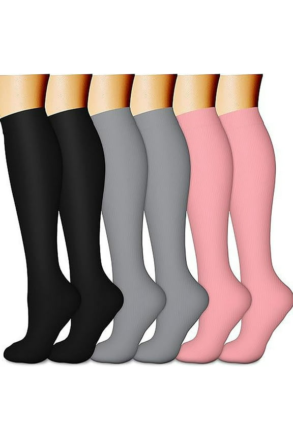 6 Packs Long Socks for Women Lightweight Stretch Running Athletic Stockings Fall Winter Warm Socks