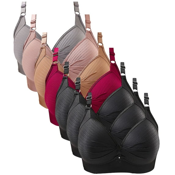 Diufon 7pc Underwireless Bras for Women Solid Color Full Coverage Bras High Support Breathable Bras