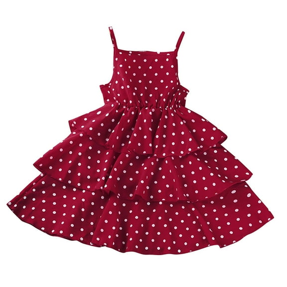 Diufon A-Line Dresses for Baby Girls Summer Trendy Polka Dot Dress Sleeveless Layered Dress