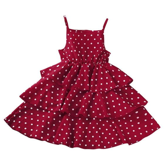 Diufon A-Line Dresses for Baby Girls Summer Trendy Polka Dot Dress Sleeveless Layered Dress