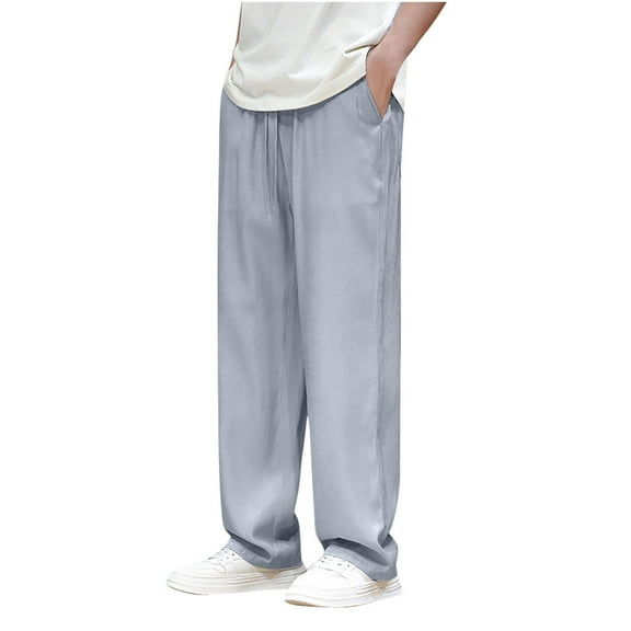 Diufon Athletic Pants for Men Straight Wide Leg Workout Gym Joggers Sweatpants Drawstring Waist Pants with Pockets
