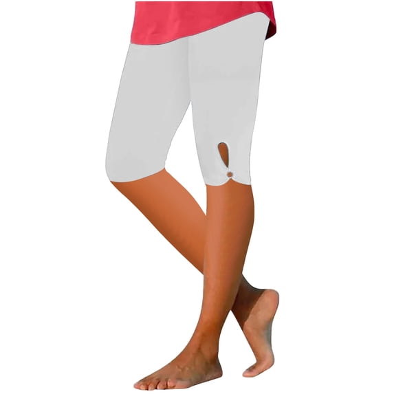 Diufon Athletic Pants for Women High Waisted Yoga Pants Summer Solid Color Slim Workout Knee Leggings Pants