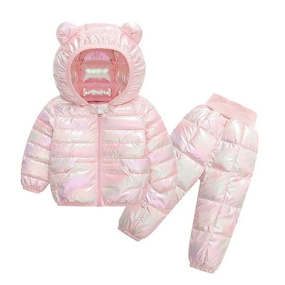 Diufon Baby Boy Girl Snowsuit Toddler Kids Long Sleeve Hooded Coat and Pants Fall Winter Warm Outdoor Outfits