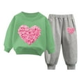 thumbnail image 1 of Diufon Baby Boy Girl Valentine's Day Outfits Cute Long Sleeve Crewneck Pullover Tops and Pants 2 Piece Sets, 1 of 4