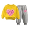 thumbnail image 1 of Diufon Baby Boy Girl Valentine's Day Outfits Cute Long Sleeve Crewneck Pullover Tops and Pants 2 Piece Sets, 1 of 4