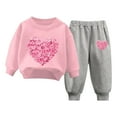 thumbnail image 1 of Diufon Baby Boy Girl Valentine's Day Outfits Cute Long Sleeve Crewneck Pullover Tops and Pants 2 Piece Sets, 1 of 4