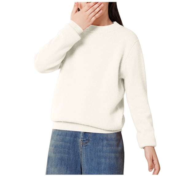 Diufon Baby Boys Girls Knit Sweater Casual Fall Winter Long Sleeve Crewneck Tops Solid Color Warm Blouse