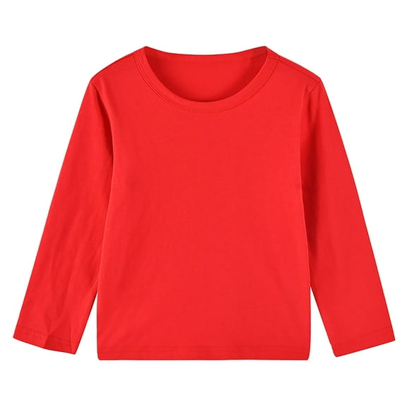 Diufon Baby Boys Girls Long Sleeve Shirt Toddler Thickened Round Neck Tops Comfort Basic Solid Color T-Shirt