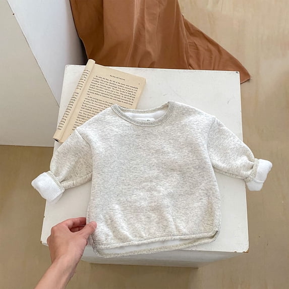 Diufon Baby Boys Girls Tops Long Sleeve Rpund Neck Padded Pullover Blouse Fall Winter Warm Versatile Shirts